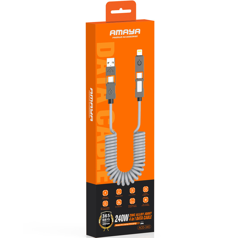 Дата кабель Amaya ACD-340 4in1 Type-C/USB to Lightning/Type-C 240W (2m) Херсон - зображення 2