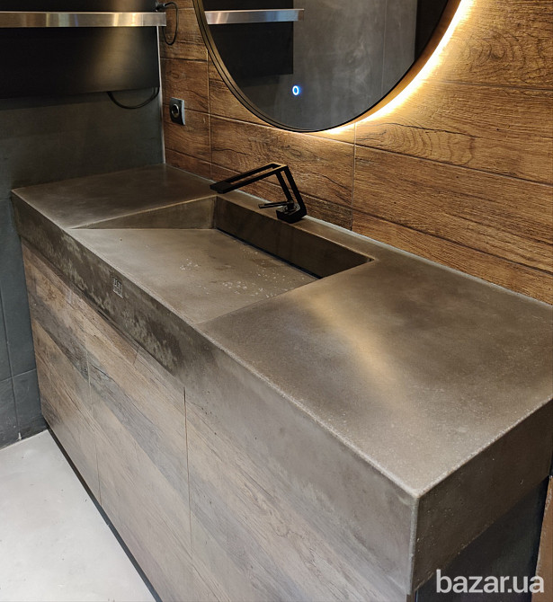Умывальник бетонный с щелевым сливом подвесной из бетона заказать в Одессе место под стиральную Одесса - изображение 2