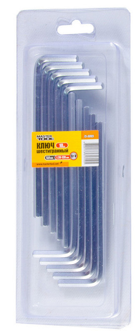 Ключ шестигранный MASTERTOOL Long Arm CrV 5,0 мм 28×120 мм набор 10 шт 75-0005 Харьков - изображение 2