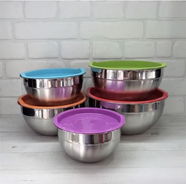 Набор мисок из нержавеющей стали 5 шт с крышками Edenberg EB-3636 Одесса - изображение 2