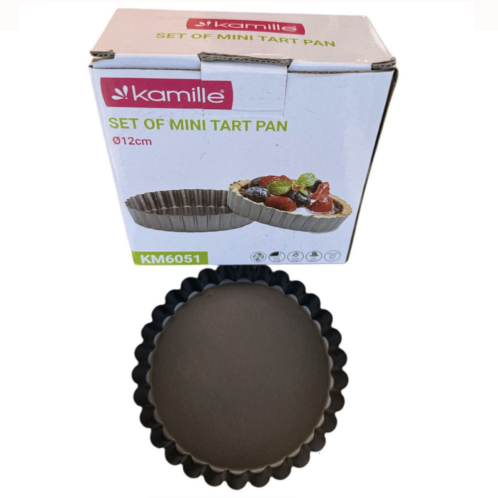 Набор форм для тарты mini Kamille 6шт. 12*2,5см из углеродистой стали круглые серые КМ6051 Одеса - зображення 1