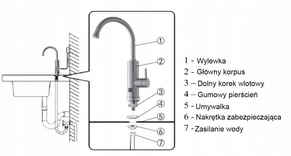 Проточный водонагреватель на столешницу Noveen IWH850 INOX Одеса - зображення 4
