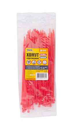 Хомут нейлоновый MASTERTOOL 3.6х200 мм 100 шт красный 20-1711 Харків