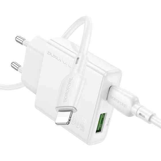 СЗУ Borofone BN25 Wish PD30W+QC3.0 (1USB-A/1C) + кабель Type-C to Lightning Херсон