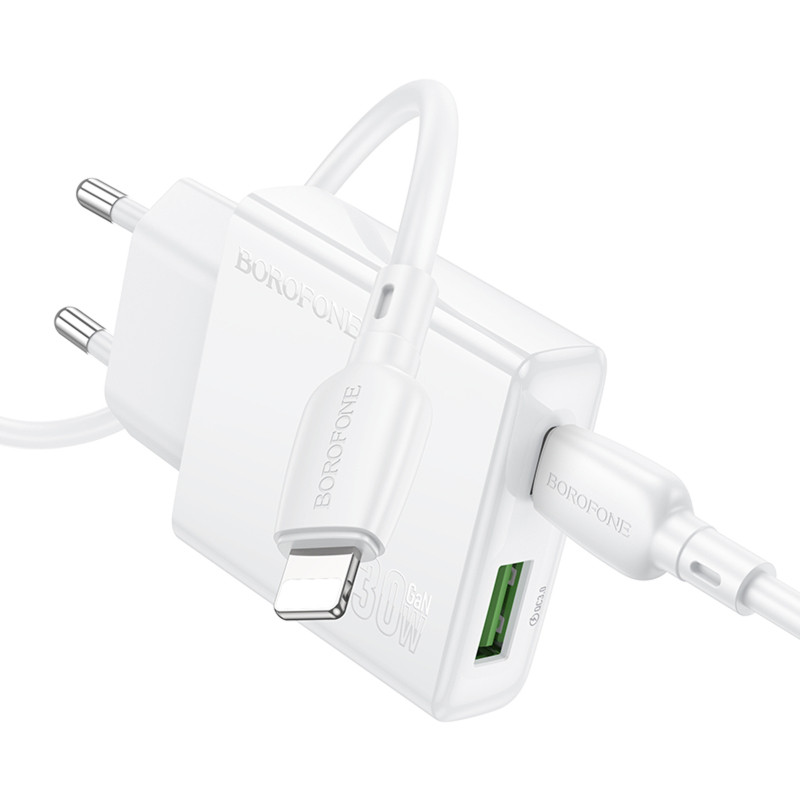 СЗУ Borofone BN25 Wish PD30W+QC3.0 (1USB-A/1C) + кабель Type-C to Lightning Херсон - зображення 3