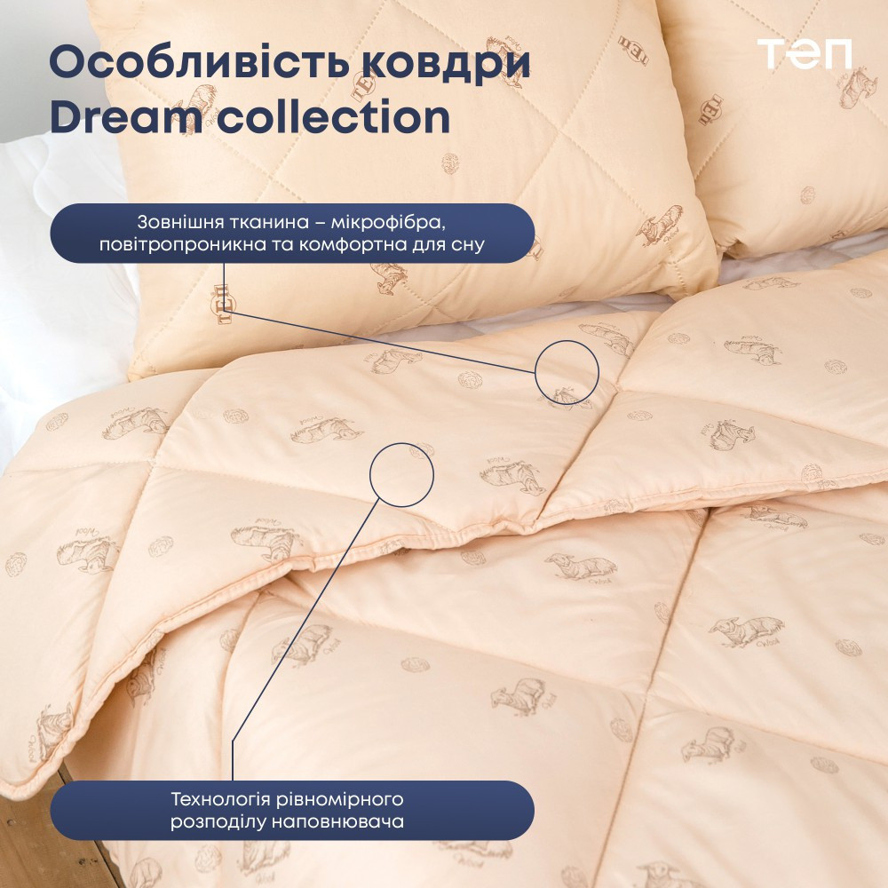 Ковдра з овечої шерсті WOOL 140х210 см полуторка ТЕП Чернівці - зображення 6