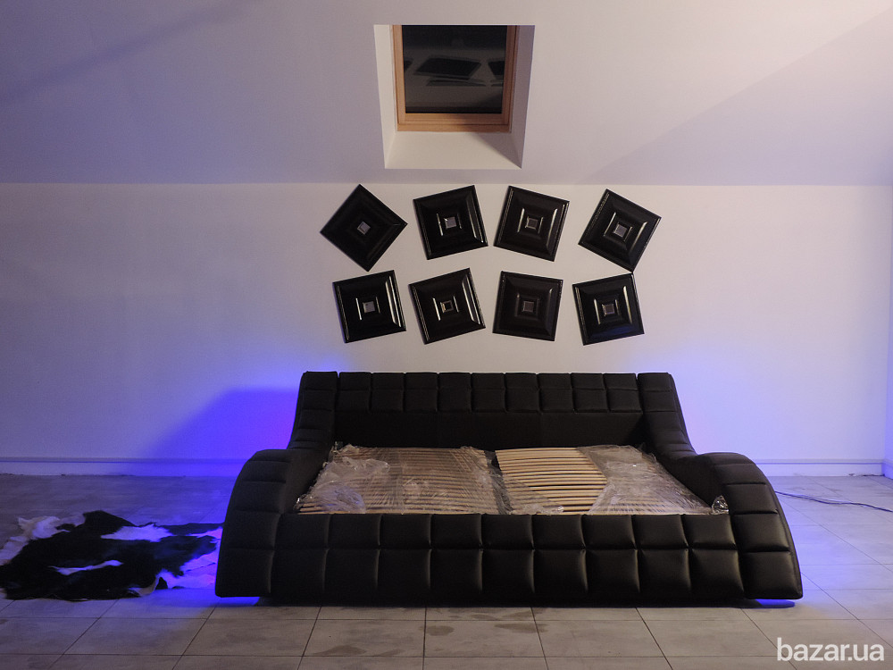Кожаная двуспальная кровать Alibi с подсветкой. двоспальне ліжко Київ - зображення 5