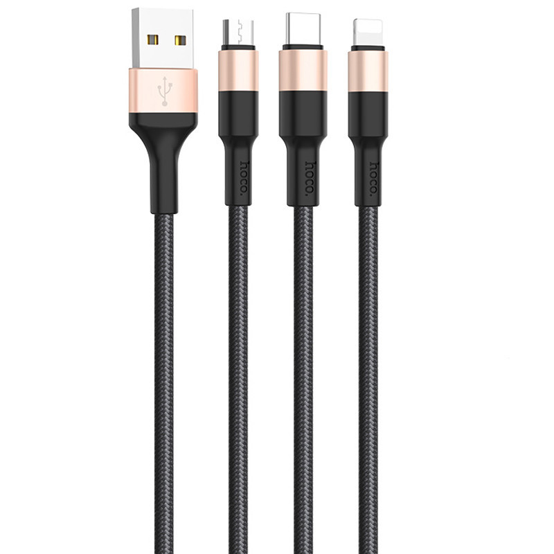 Дата кабель Hoco X26 Xpress 3in1 Lightning -MicroUSB-Type-C (1m) Херсон - изображение 3