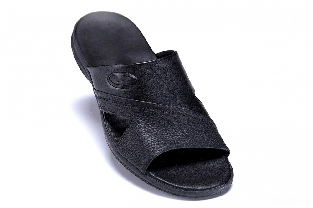 Мужские кожаные  летние шлепанцы-сланцы E-series Black Киев - изображение 8