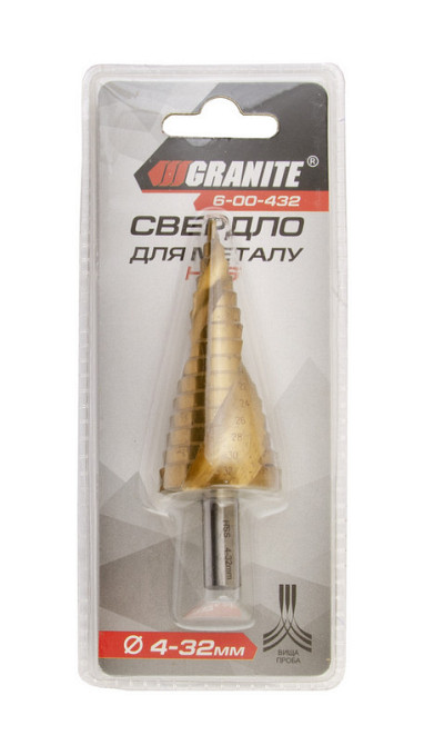Сверло для металла GRANITE ступенчатое HSS 4-32 мм 15 ступеней 6-00-432 Харків - зображення 2