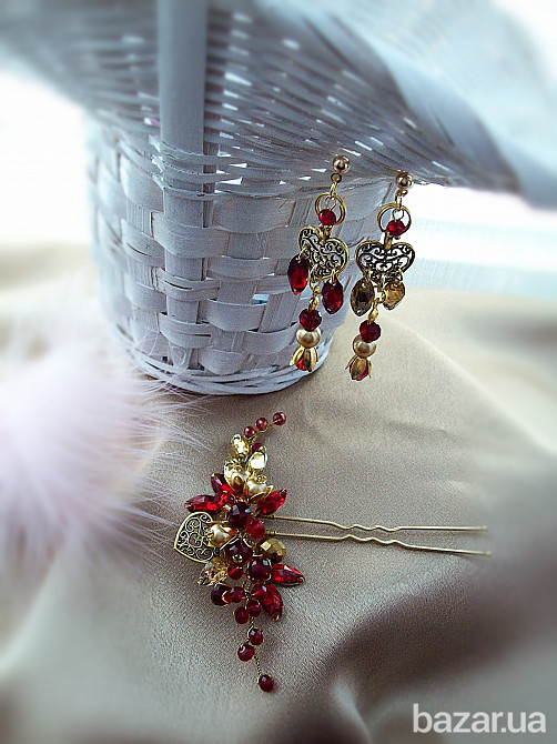 Бажання серця серце прикраси рубіновий золотистий червоний ручна робота Луцьк - зображення 2