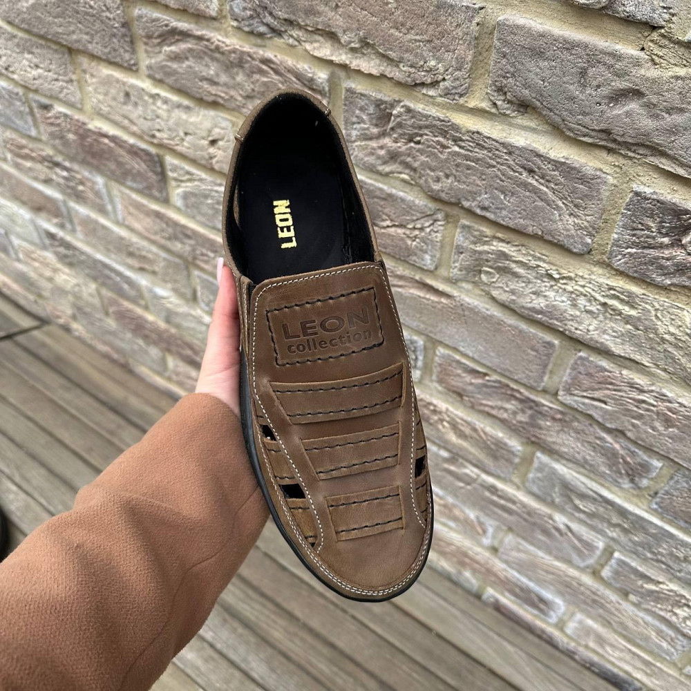 Мужские кожаные летние туфли Leon Olive Киев - изображение 4