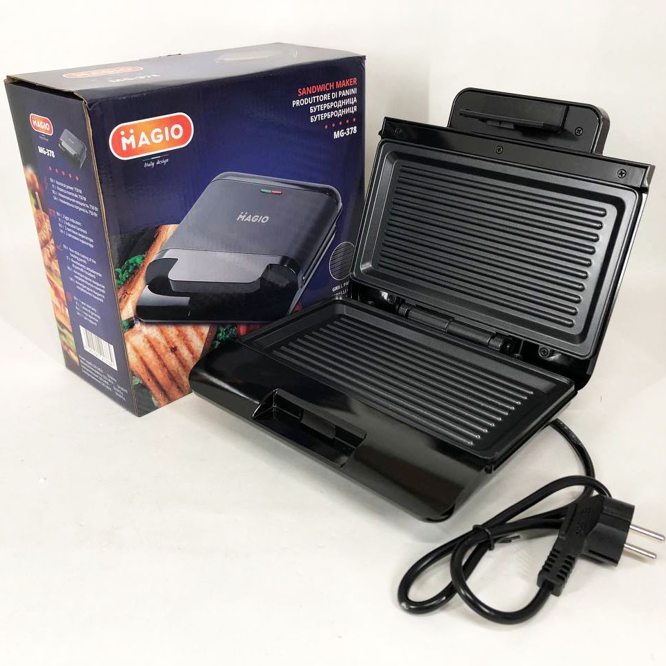 Бутербродниця MAGIO MG-378 750 Вт з антипригарним покриттям, Настільний гриль електричний-притискний Львів - зображення 1