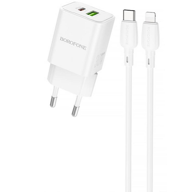 СЗУ Borofone BN14 Royal PD30W+QC3.0 (1USB-A/1C) + кабель Type-C to Lightning Херсон - изображение 1