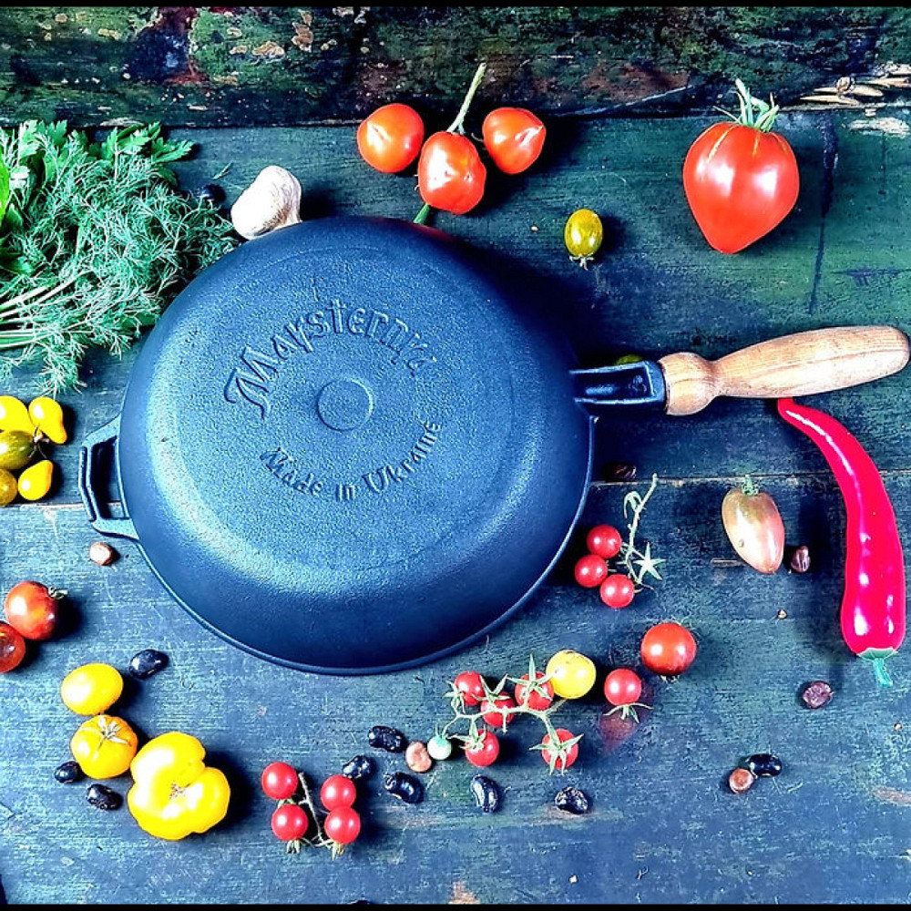 Сковорода чугунная Maysternya с деревянной ручкой 26х6 см Т305 Одеса - зображення 6