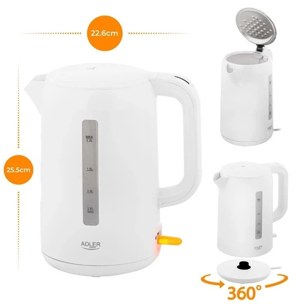 Электрочайник Adler AD 1386 2.2 л белый Київ - зображення 4