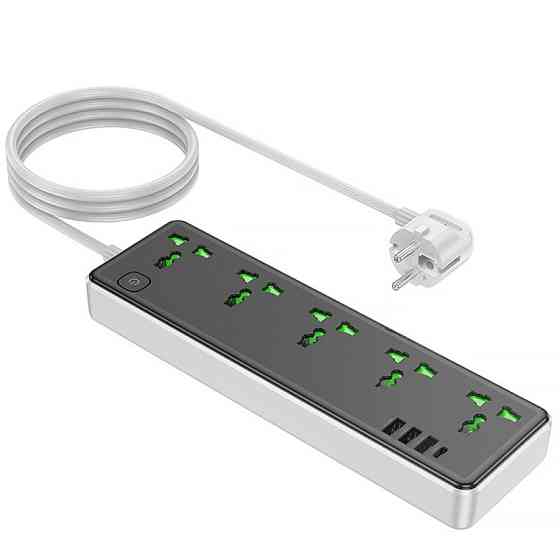 Удлинитель Hoco AC13A Safety Socket (3USB-A/1C/5xSocket) (1.5m) Херсон