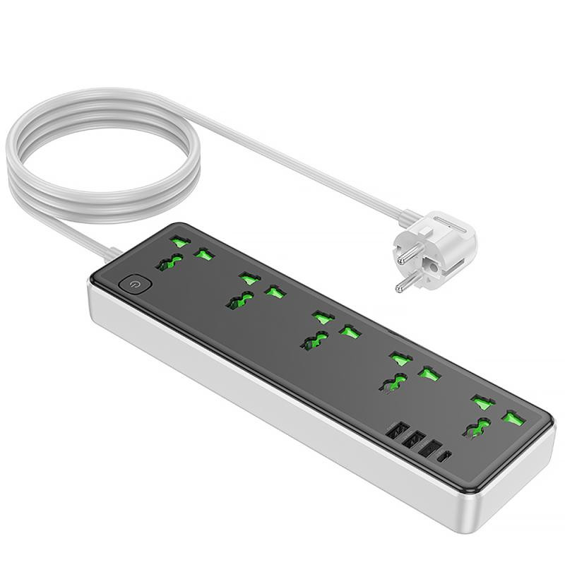 Удлинитель Hoco AC13A Safety Socket (3USB-A/1C/5xSocket) (1.5m) Херсон - зображення 3