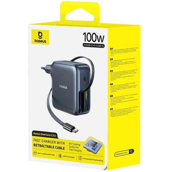 СЗУ Baseus EnerCore CJ11 PD100W+QC3.0 with retractable cable (1USB-A/2C) (E0120M) Херсон