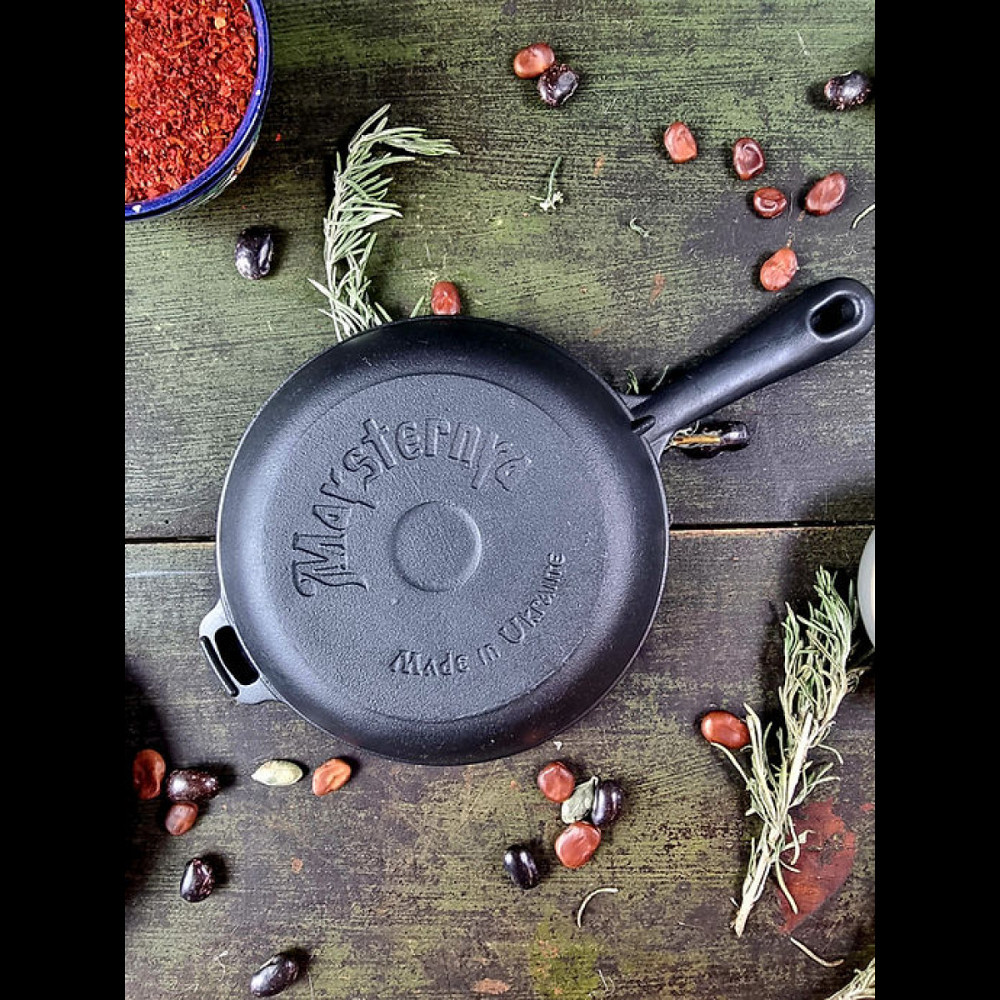 Сковорода чугунная Maysternya с крышкой 24*6см Т202С3 Одесса - изображение 9