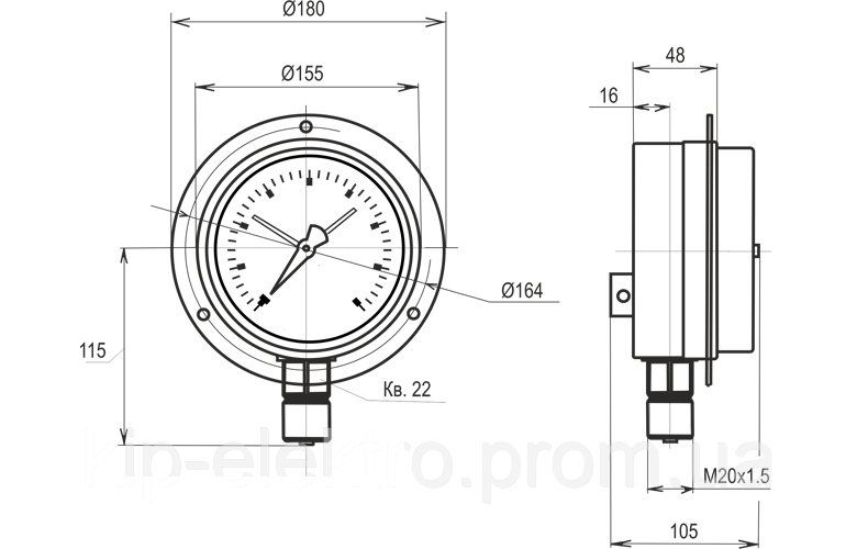 Манометр электроконтактный МТ-4С от 0 до 2,5 МПа (25 кгс/см2) - аналог ДМ2005СгУ3, ДМ2005-У2, ДМ2005 Київ - зображення 6