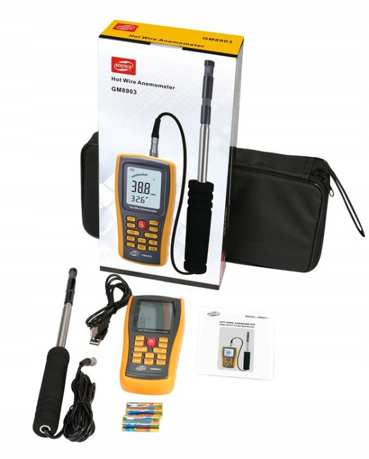 Термоанемометр профессиональный USB 0,3-30 м/с, 0-45°C BENETECH GM8903 Харків - зображення 6