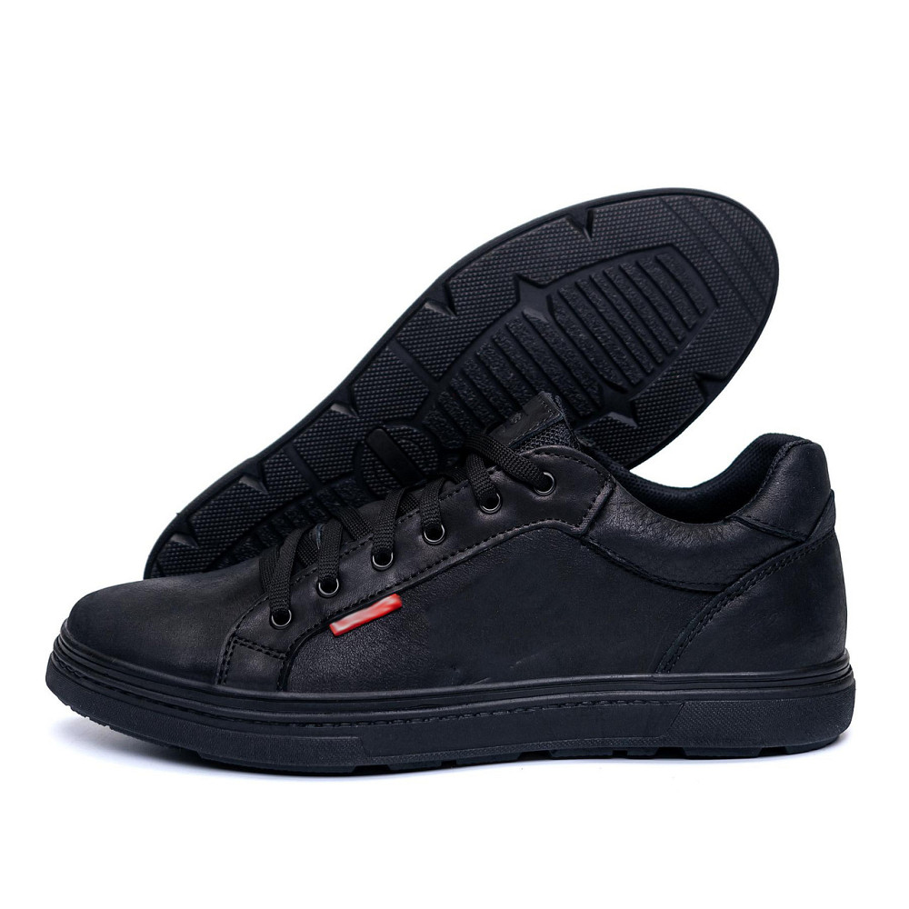 Мужские кожаные кроссовки Mustang Leather Black Киев - изображение 11