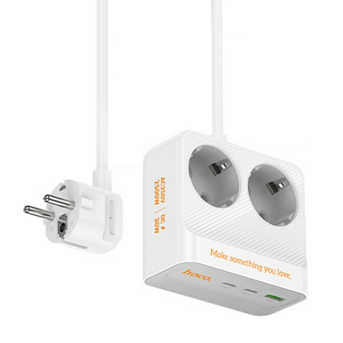 Удлинитель Hoco AC27 Descanso (PD30W/2C/1A/2xSocket) (2m) Херсон - зображення 1