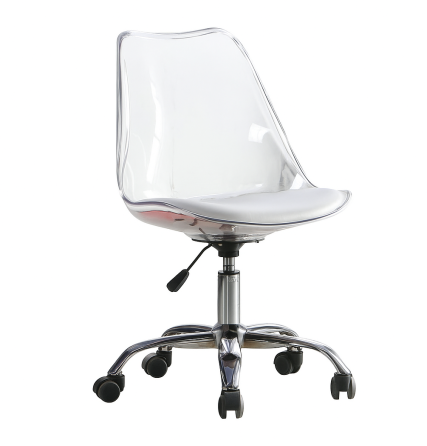 Офісне крісло Астер прозоре з білим сидінням Днепр