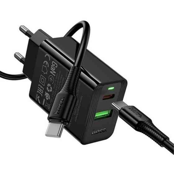 Мережевий зарядний пристрій Hoco CS95A Leader PD30W+QC3.0 (1USB-A/1C) + кабель Type-C to Type-C Blac Харків