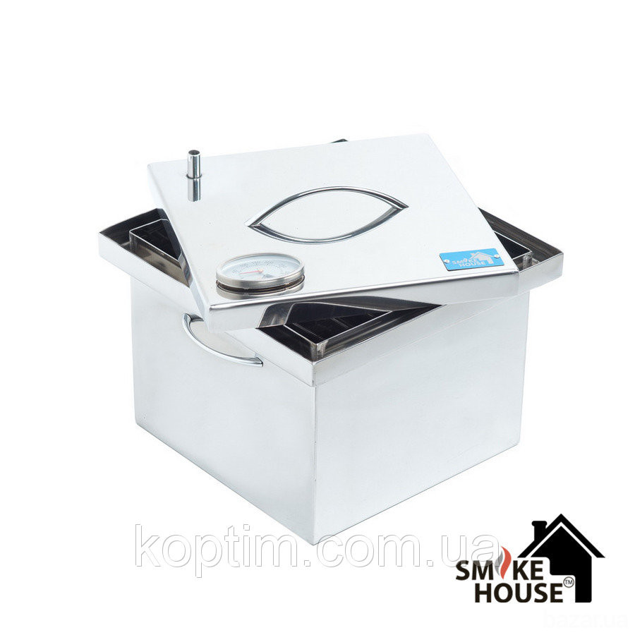 Коптильня с термометром SmokeHouse S DeLuxe с подставкой Харьков - изображение 1