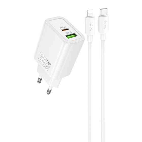 СЗУ Hoco N61 Gentle PD20W+QC3.0 (1USB-A/1C) + кабель Type-C to Lightning Херсон