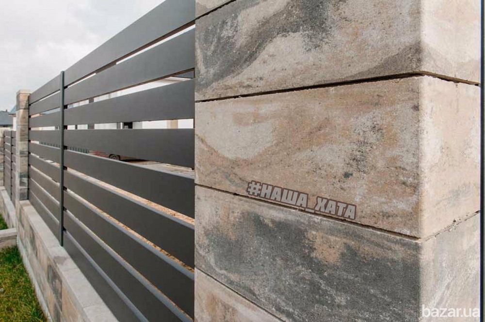 Сучасний паркан із блоків із парканом ранчо та парканом жалюзі від виробника НАША ХАТА Одесса - изображение 11