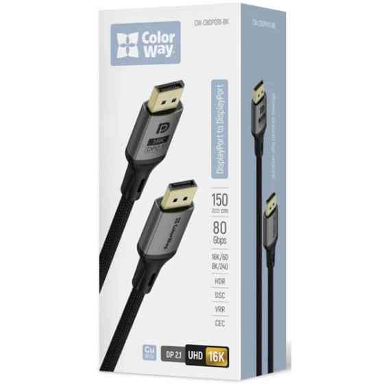Кабель ColorWay DisplayPort-DisplayPort V2.1 (M/M) 1.5m Black (CW-CBDP091-BK) Харьков