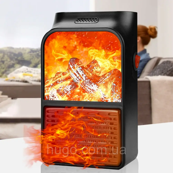 Портативний обігрівач з LCD екраном 900Вт, Flame Heater / Електрообігрівач міні камін. Одеса - зображення 8