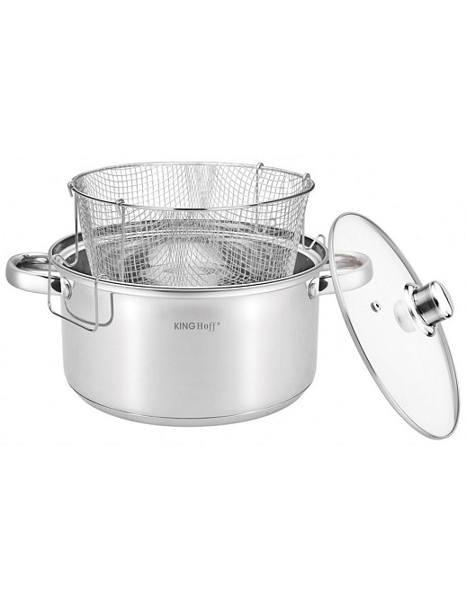 Каструля з кошиком для фритюру KingHoff KH-1630 5.5 л 24 см Киев - изображение 1