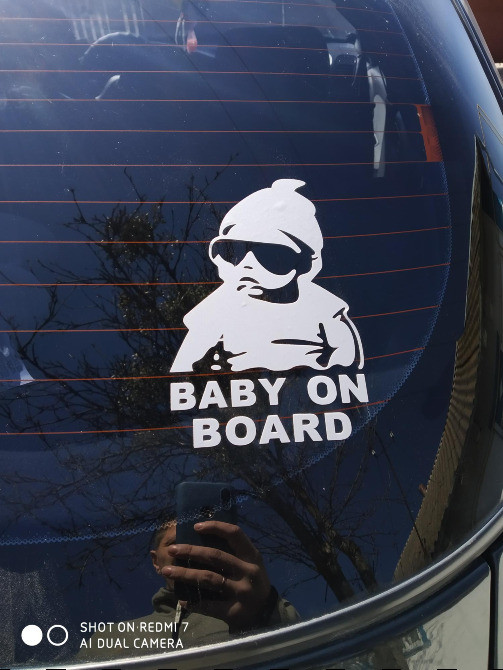 Наклейка на авто Baby on board Белая светоотражающая Борисполь - изображение 3