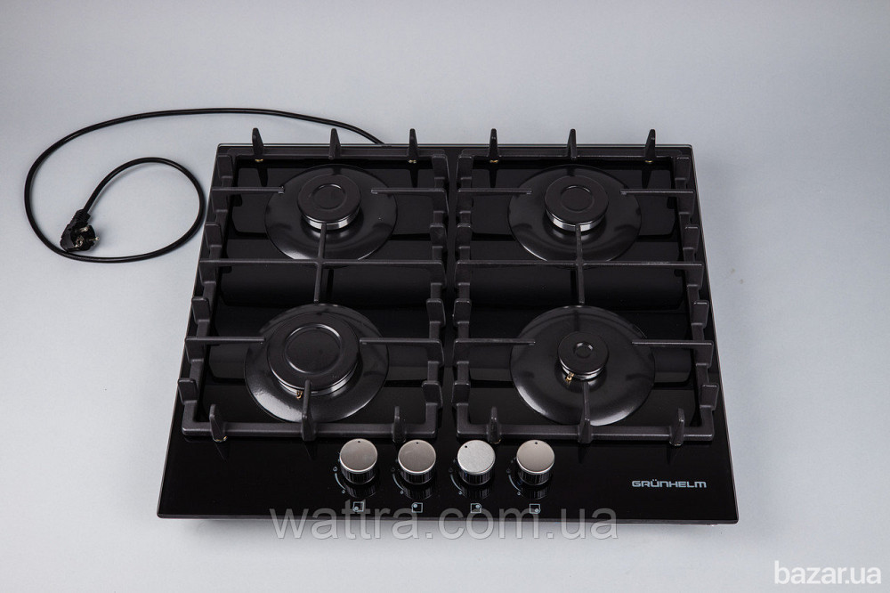 Газовая варочная поверхность GRUNHELM GPG 6214 BF (4 конфорки, закаленное стекло, чугун. газ контрол Київ - зображення 9