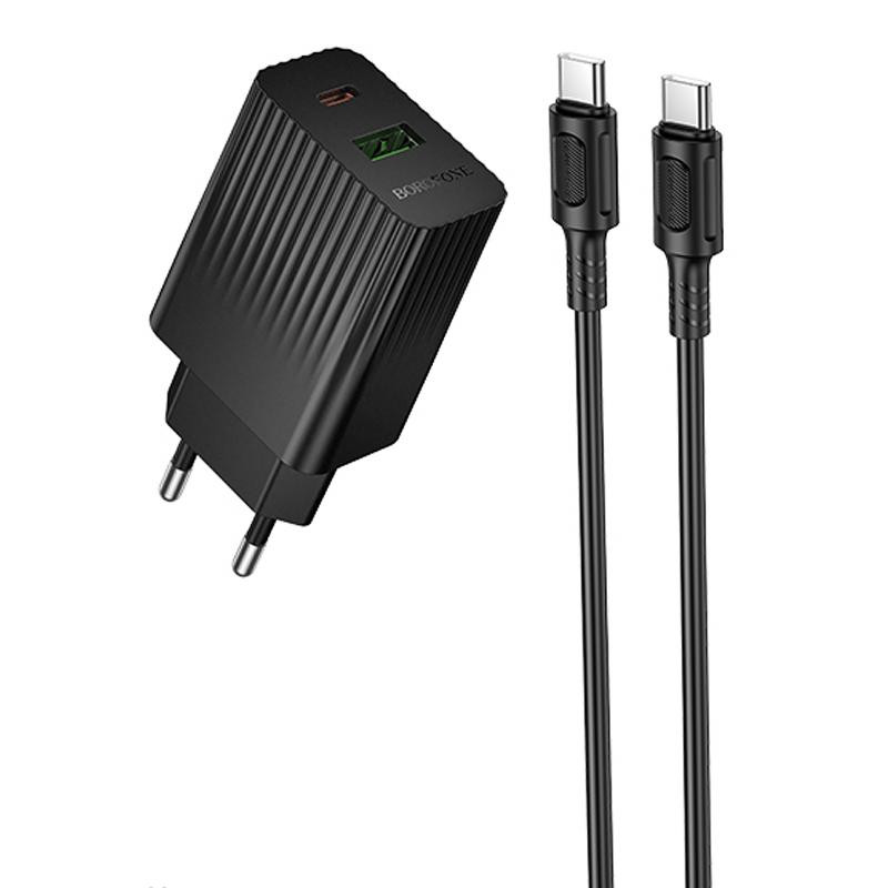 СЗУ Borofone BAS76A Source PD30W+QC3.0 (1USB-A/1C) + кабель Type-C to Type-C Херсон - изображение 1