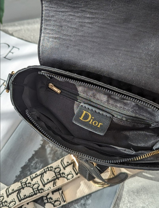сумка кросс-боди с широким ремнем Christian Dior Saddle сіра з чорним AN89 Киев - изображение 2