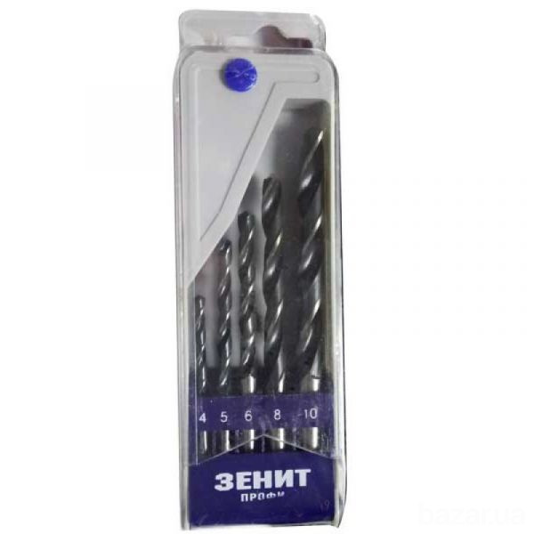 Набор сверл Р6М5 по металлу 5 шт 4-10 мм Зенит Профи Вінниця - зображення 1