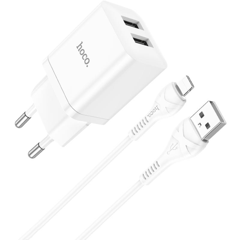 СЗУ Hoco N25 Maker (2USB-A) + USB to Lightning Херсон - зображення 3