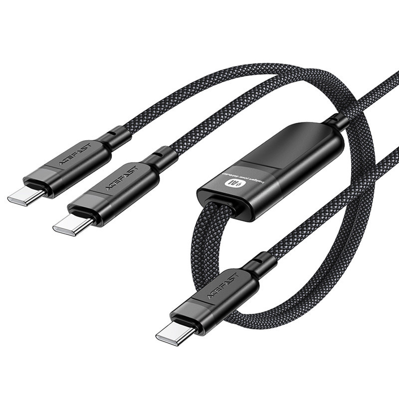Дата кабель Acefast C5-11 USB-C to 2xUSB-C 100W (1.2m) Херсон - зображення 1
