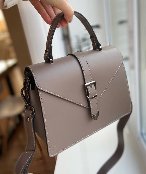 Італійська шкіряна жіноча сумка колір тауп натуральна шкіра TS000190 Київ - зображення 1