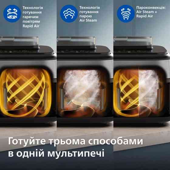 Мультипечь Philips Dual Basket Airfryer 5000 Series NA555/00 2750 Вт серебристая Київ