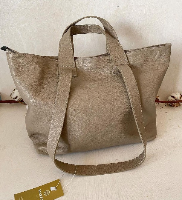 Итальянская кожаная сумка шопер А4 тауп коричневая TS000100 Киев - изображение 6