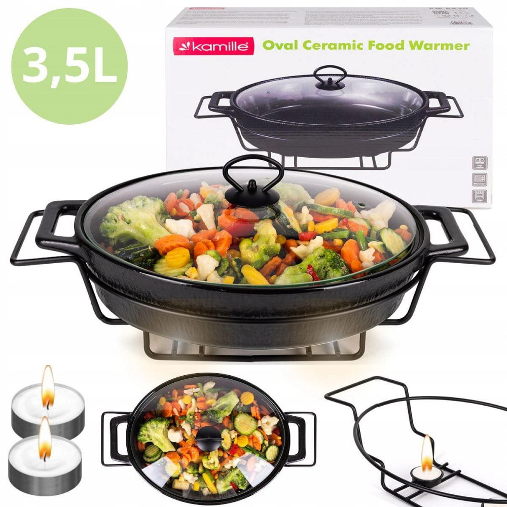 Мармит Kamille керамический овальный 3,5л черный KM 6430 Одесса - изображение 4