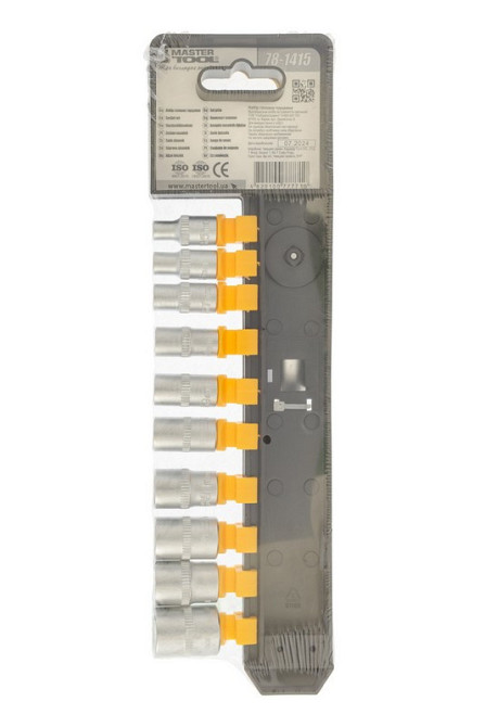 Набор головок торцевых 6-гранных MASTERTOOL ¼" 5-14 мм с трещоткой 72 зубца CrV 11 шт 78-1415 Харків - зображення 5