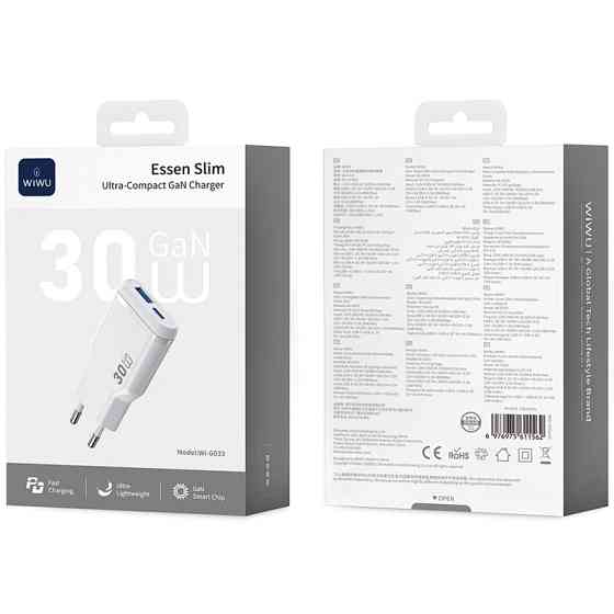 СЗУ WIWU G033 Essen PD30W+QC3.0 GaN (1USB-A/1C) Херсон