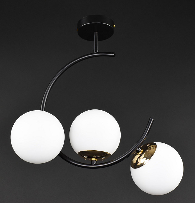 Люстра стельова на 3 лампочки 068/3-bk-wh Чорний 45х24х40 см. Київ - зображення 1